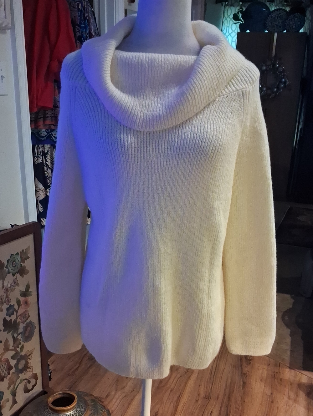 A New Cream Cowl Neck Women's Sweater Size L